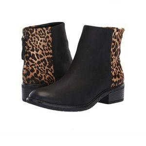 Sperry Maya Belle black tan Chelsea boot leopard print